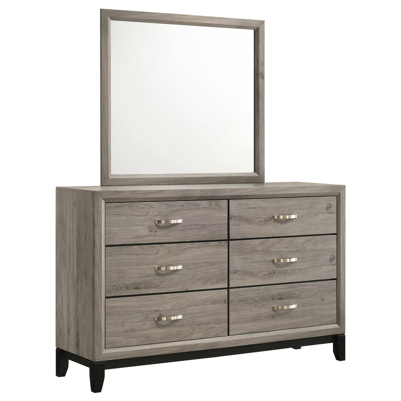 Valen 6-drawer Bedroom Dresser and Mirror Light Taupe - 215913M