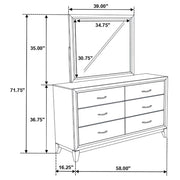 Valen 6-drawer Bedroom Dresser and Mirror Light Taupe - 215913M