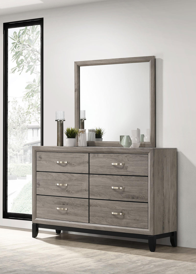 Valen 6-drawer Bedroom Dresser and Mirror Light Taupe - 215913M