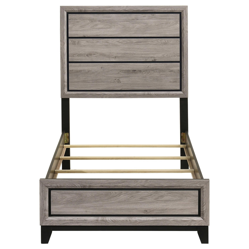 Valen Wood Twin Panel Bed Light Taupe - 215911T