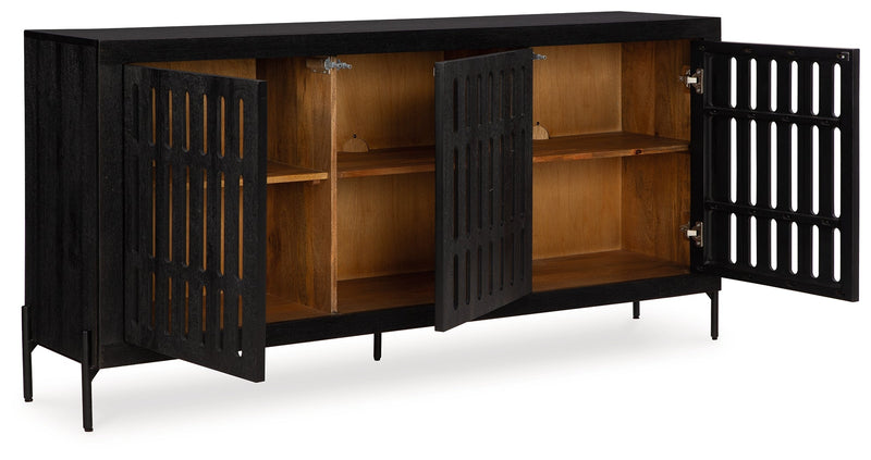 Vallisburg Black/Natural Accent Cabinet - A4000644