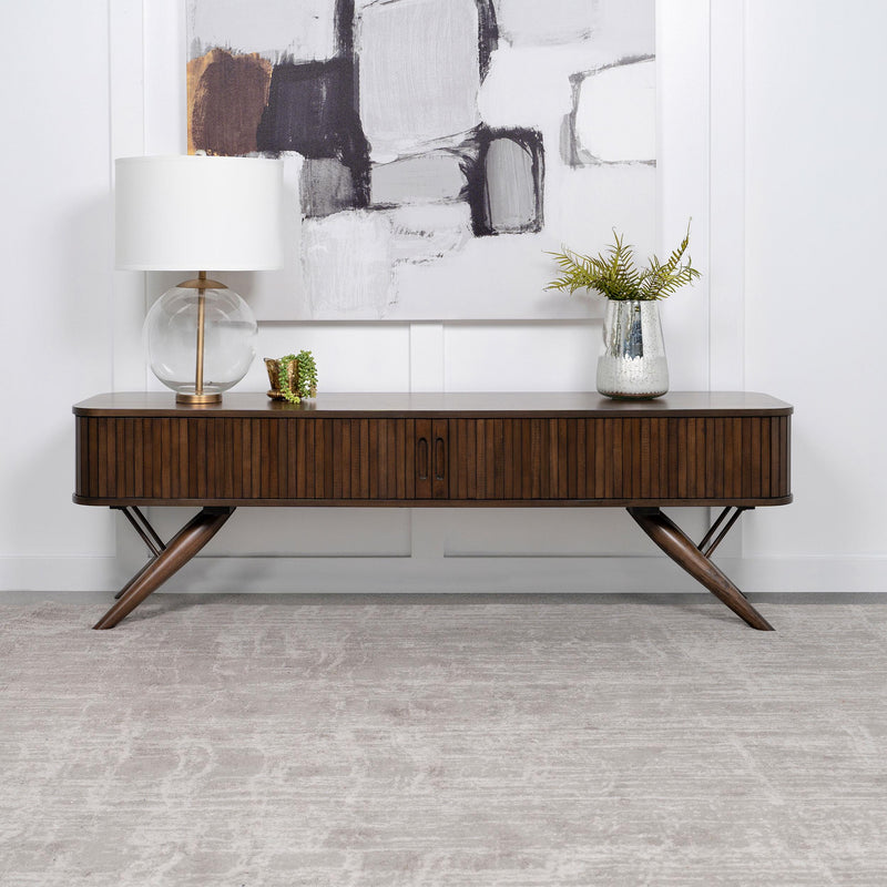 Valna Wood 71-inch TV Stand with Sliding Doors Walnut - 701713