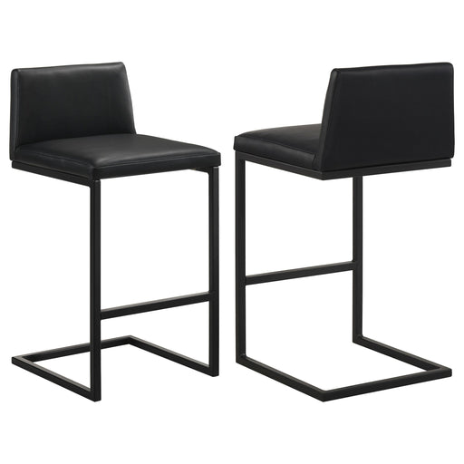 Vardon Genuine Leather Bar Stool Black (Set of 2) - 182226BLK