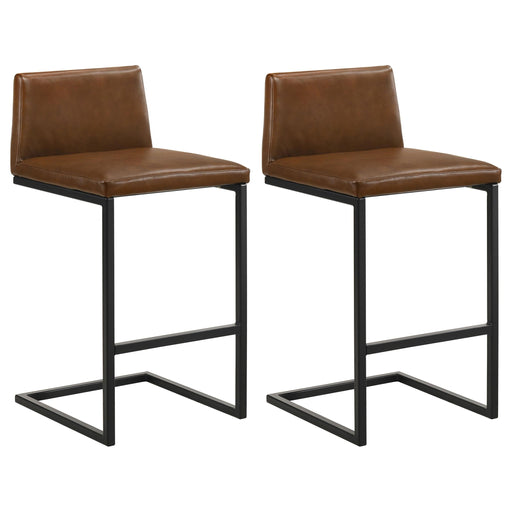 Vardon Genuine Leather Bar Stool Dark Brown (Set of 2) - 182226BRN
