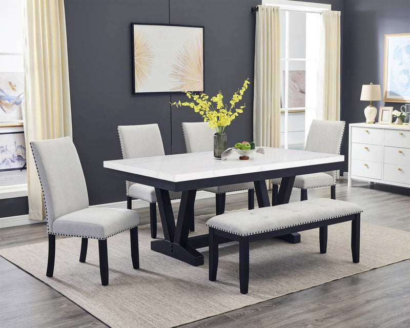 Varley Dove Genuine Marble Dining Set - Lara FurnitureDining Room Set