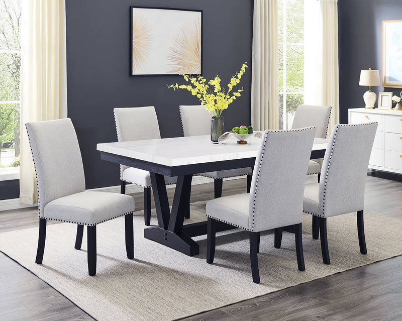 Varley Dove Genuine Marble Dining Set - Lara FurnitureDining Room Set