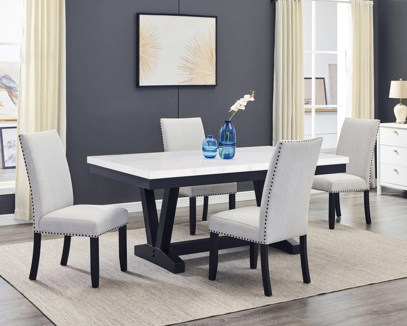 Varley Dove Genuine Marble Dining Set - Lara FurnitureDining Room Set