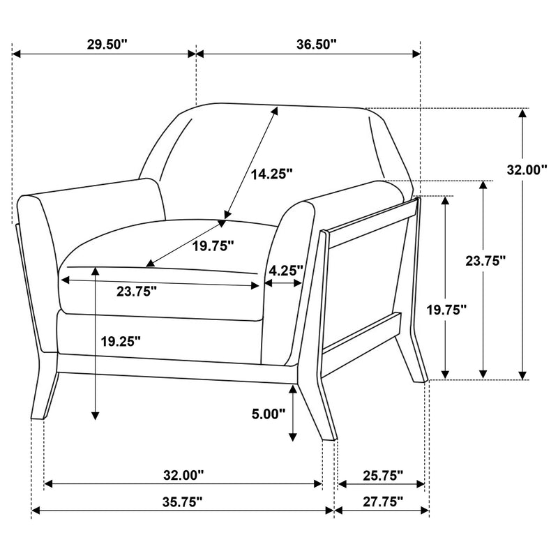 Vaughn Fabric Upholstered Flared Arm Accent Chair Grey - 511073