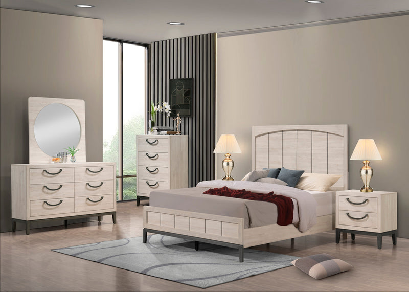 Veda Chalk King Panel Bed - Lara FurnitureKing Bed
