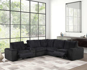 Vegas - Black Power Recliner Sectional with Storage Console, Bluetooth Speaker, Wireless Charger, Cup Holder, USB Charger - S410-Sectional