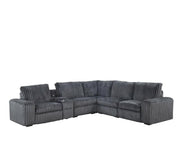 Vegas - Gray Power Recliner Sectional with Storage Console, Bluetooth Speaker, Wireless Charger, Cup Holder, USB Charger - CS8200-Sectional-Gray