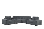 Vegas - Gray Power Recliner Sectional with Storage Console, Bluetooth Speaker, Wireless Charger, Cup Holder, USB Charger - CS8200-Sectional-Gray