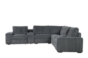 Vegas - Gray Power Recliner Sectional with Storage Console, Bluetooth Speaker, Wireless Charger, Cup Holder, USB Charger - CS8200-Sectional-Gray