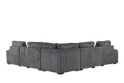 Vegas - Gray Power Recliner Sectional with Storage Console, Bluetooth Speaker, Wireless Charger, Cup Holder, USB Charger - CS8200-Sectional-Gray