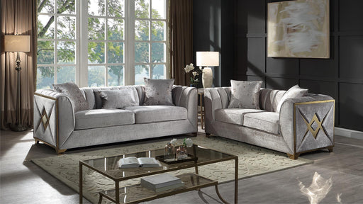 Velencia 2 Pc Living Room Set in Cream - Velencia 2 Pc Living Room Set in Cream