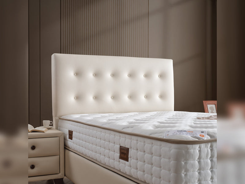 Vella Storage Bed With Headboard Beige - Full in Beige - 110-VEL-BEIVYN-140-SB