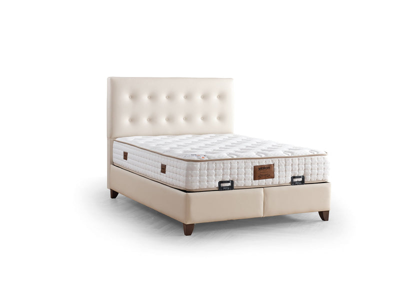 Vella Storage Bed With Headboard Beige - Full in Beige - 110-VEL-BEIVYN-140-SB