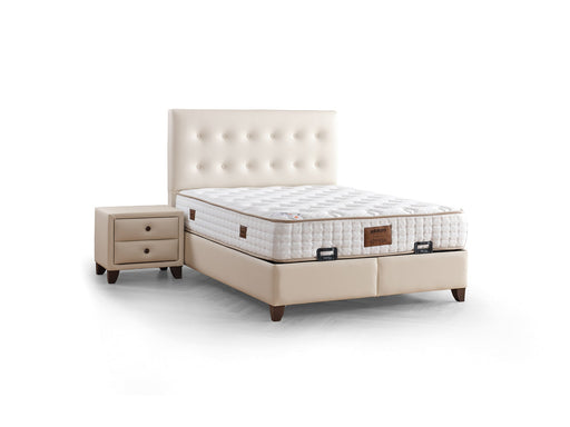 Vella Storage Bed With Headboard Beige - Queen in Beige - 110-VEL-BEIVYN-150-SB