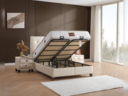 Vella Storage Bed With Headboard Beige - Queen in Beige - 110-VEL-BEIVYN-150-SB