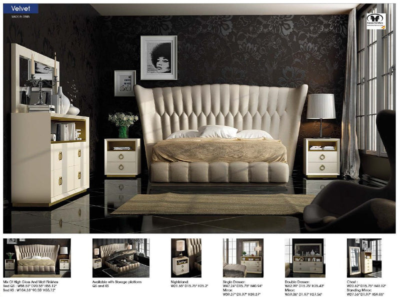 Velvet Bed Queen - Lara FurnitureQueen Bed