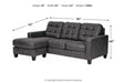 Venaldi Gunmetal Sofa Chaise - Gate FurnitureSectional