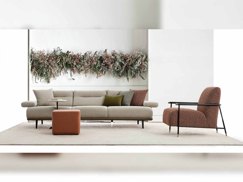 Venedik 4-pieces (4 Seat Sofa & 3 Seat Sofa & 2 Chair) Livingroom in Cream - Brown - 200-ELI-VEN-VRG-02-TRNT-10-4311