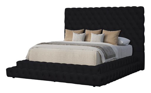 Vera - Black Upholstered King Bed with USB Charger - B150-K-Bed