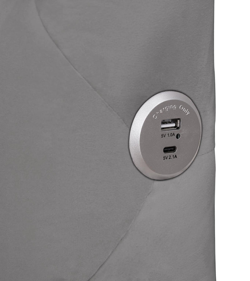 Vera - Gray Upholstered Queen Bed with USB Charger - B151-Q-Bed