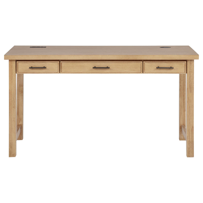Vermes 55-inch 3-drawer Writing Desk with Power Outlet Light Ash - 802061
