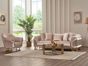 Versace 3-pieces (Sofa & Loveseat & Chair) Livingroom Set Cream in Cream - 101-VER-STAR13553-321
