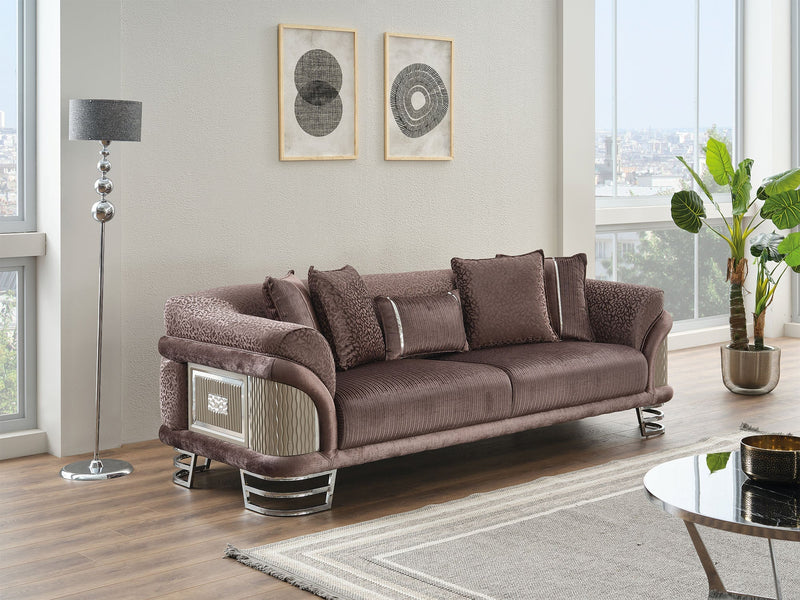 Versace 3-pieces (Sofa & Loveseat & Chair) Livingroom Set Dark Grey in Dark Grey - 101-VER-STAR14245-321