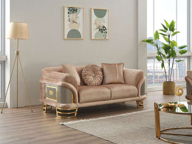 Versace Stationary Loveseat Beige in Beige - 101-VER-STAR14240-2