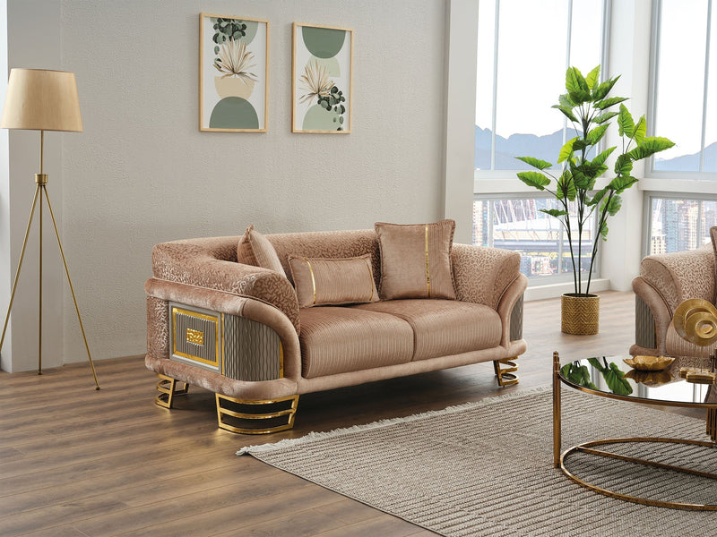 Versace Stationary Loveseat Beige in Beige - 101-VER-STAR14240-2