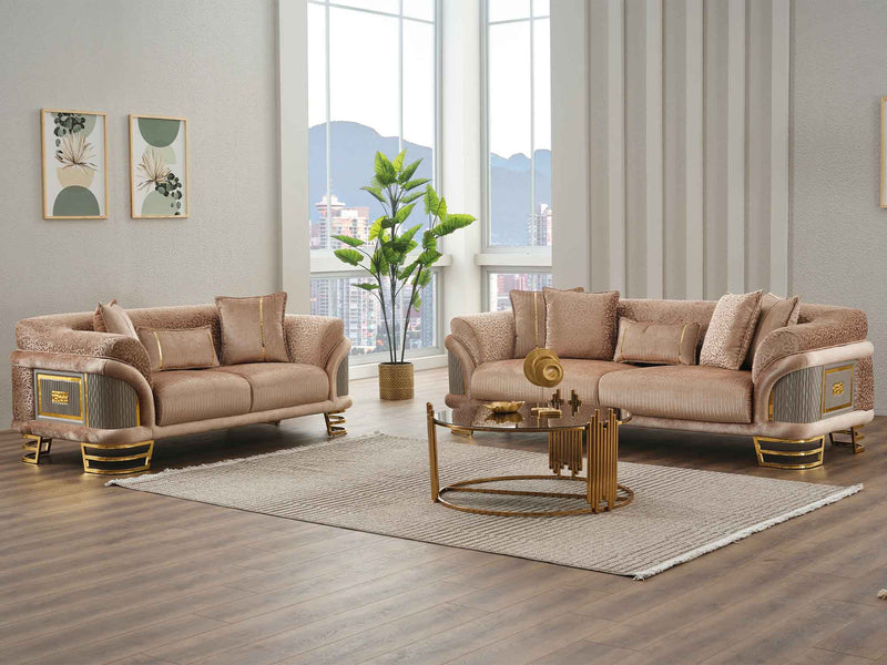 Versace Stationary Loveseat Beige in Beige - 101-VER-STAR14240-2