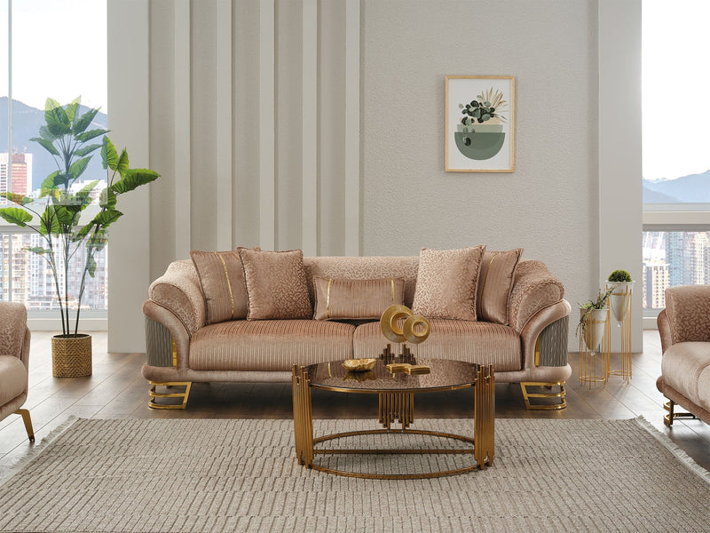Versace Stationary Sofa Beige in Beige - 101-VER-STAR14240-3