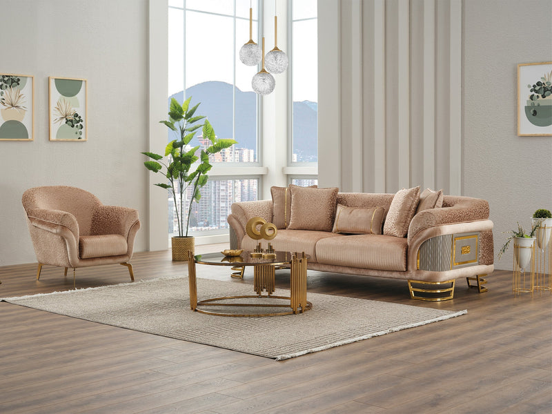 Versace Stationary Sofa Beige in Beige - 101-VER-STAR14240-3