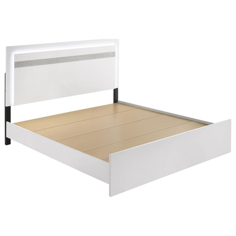 Viana 5-Piece Touch-Control LED Eastern King Bedroom Set White High Gloss - 225211KE-S5