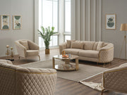 Victoria 3-pieces (Sofa & Loveseat & Chair) Livingroom Set Cream in Cream - 101-VIC-GIR03-321