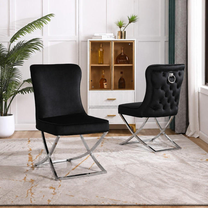 Victoria - Chairs, Dining, Velvet, Black Box: 1 of 1 Box of 2 - D180-C