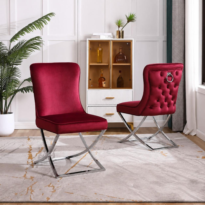 Victoria - Chairs, Dining, Velvet, Burgundy Box: 1 of 1 Box of 2 - D184-C
