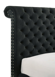 Voltare Black Queen Upholstered Fireplace Bed with TV Lift - Lara FurnitureQueen Bed