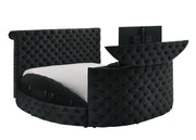 Voltare Black Queen Upholstered Fireplace Bed with TV Lift - Lara FurnitureQueen Bed