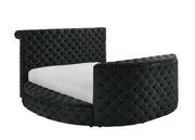 Voltare Black Queen Upholstered Fireplace Bed with TV Lift - Lara FurnitureQueen Bed