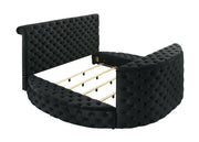 Voltare Black Queen Upholstered Fireplace Bed with TV Lift - Lara FurnitureQueen Bed