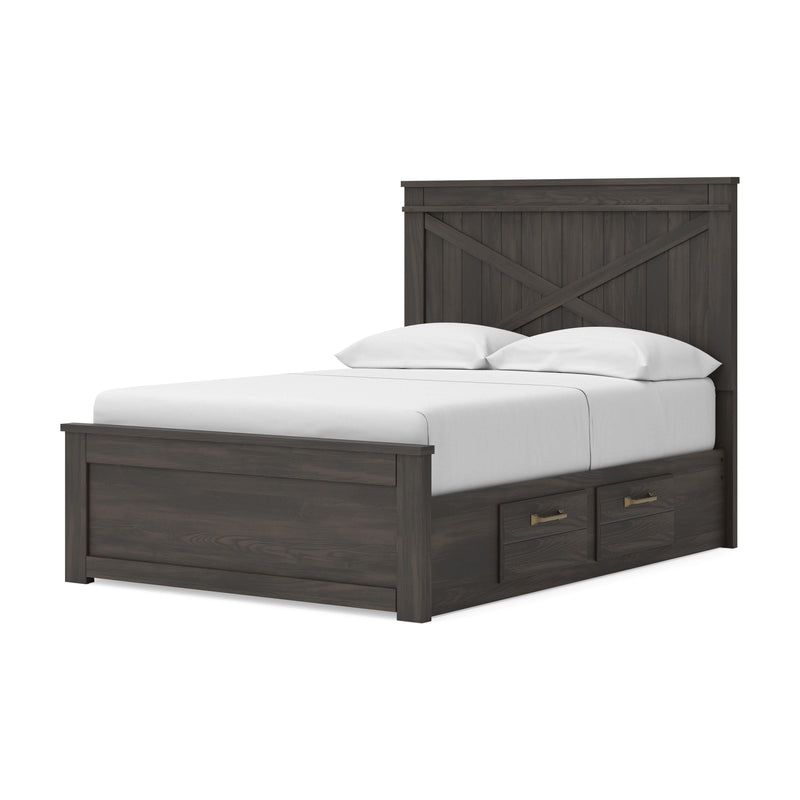 Vonitta Bay Dark Brown Full Panel Bed with 2 Sided Storage - PCB2648B18