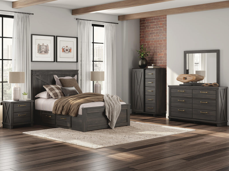Vonitta Bay Dark Brown Full Panel Bed with Storage - PCB2648B15