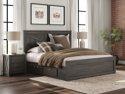 Vonitta Bay Dark Brown King Panel Bed with Storage - PCB2648B27