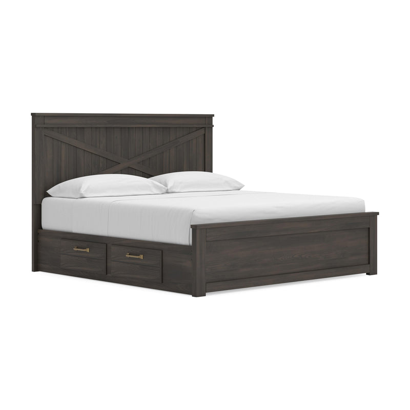 Vonitta Bay Dark Brown King Panel Platform Bed with Storage - PCB2648B26