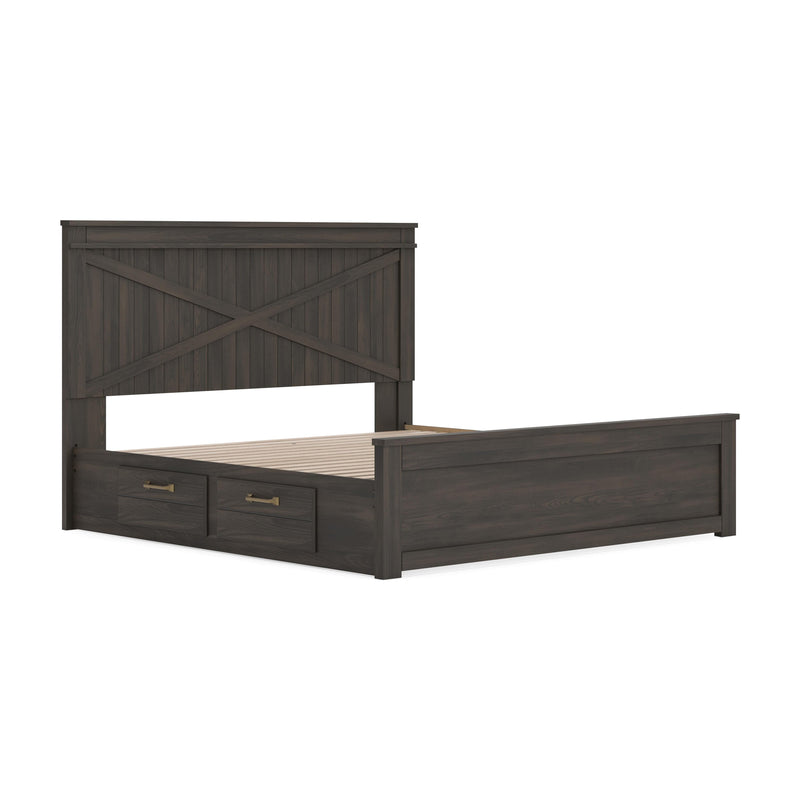 Vonitta Bay Dark Brown King Panel Platform Bed with Storage - PCB2648B26
