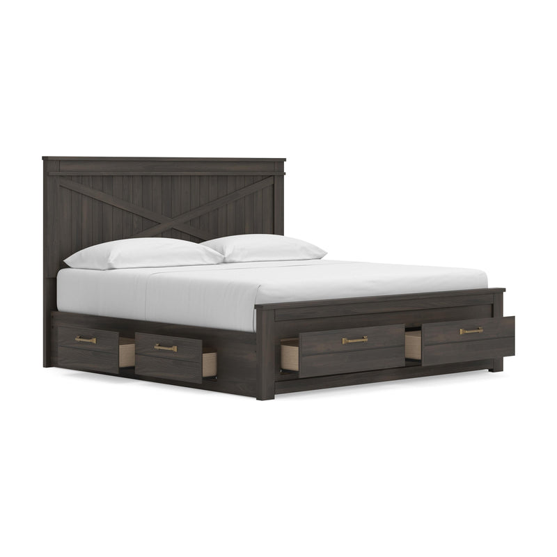 Vonitta Bay Dark Brown King Panel Storage Bed - PCB2648B28